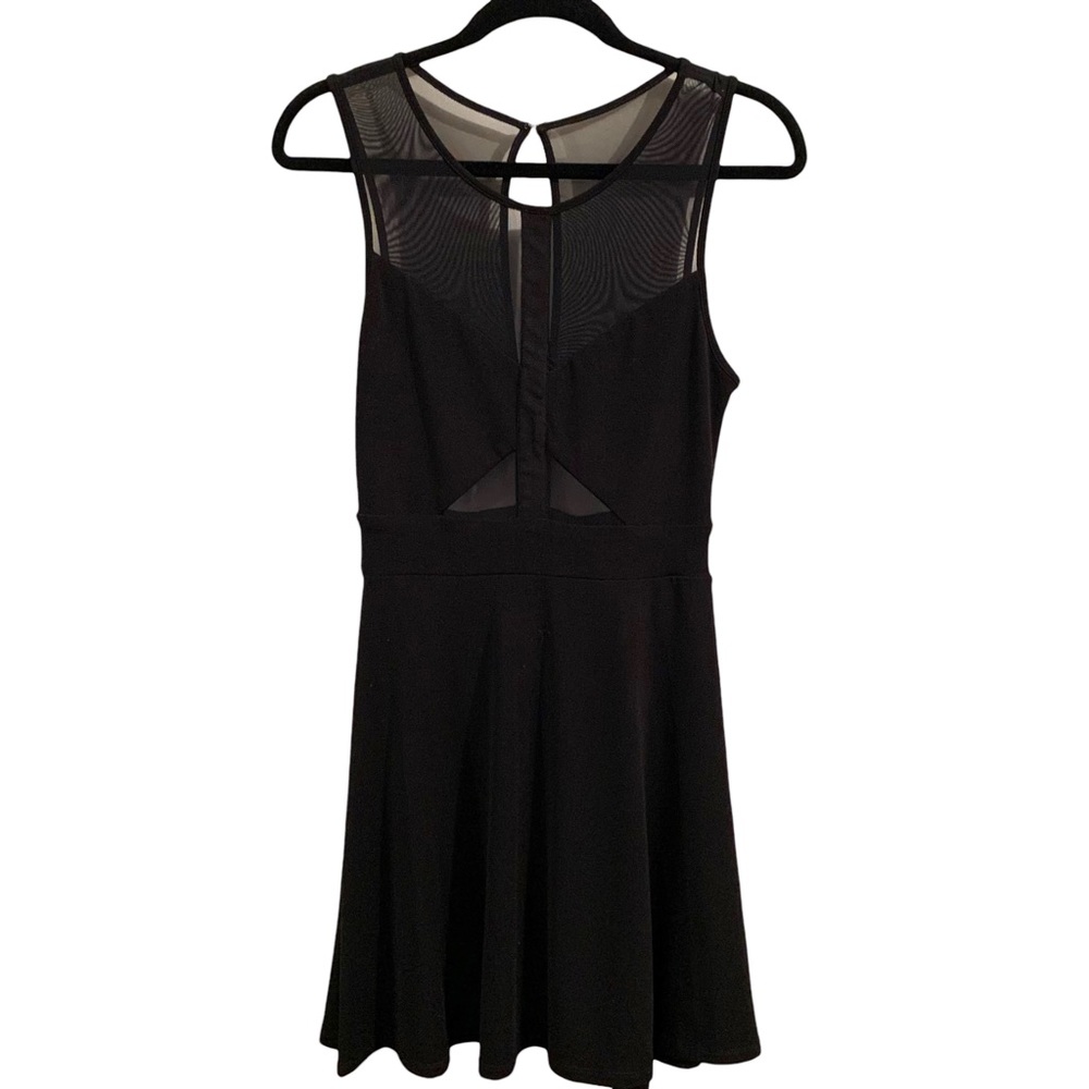 Urban Outfitters Silence + Noise Cut-Out Mesh Skater Dress (M, Black)
